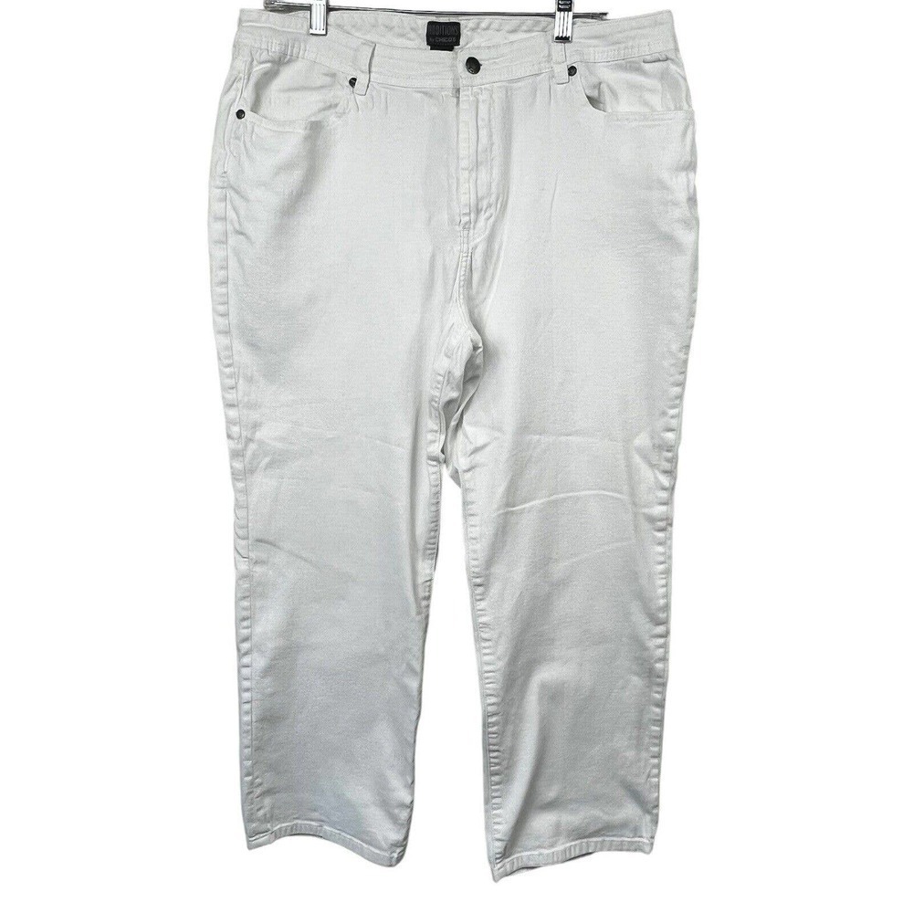 Additions By Chicos Straight White Cotton Denim Jeans Sz 3 Short XL 16P